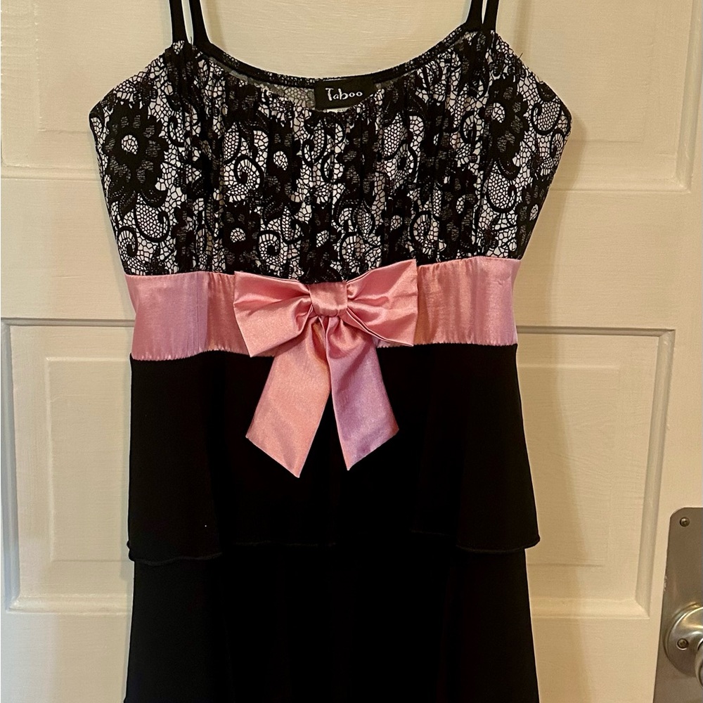 Taboo Black and Silver Babydoll Cocktail Dress